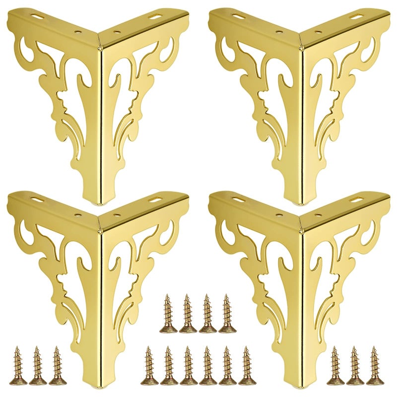 OwnMy 4pcs Metal Furniture Legs Feet, Modern Sofa Cabinet Legs for Repair & Restoration of Dresser, Wardrobe, Tea Table, Worktop Shelves Bed, Weight Capacity of 550 lbs Per Leg (Gold, 15cm/6inch) - Image 1